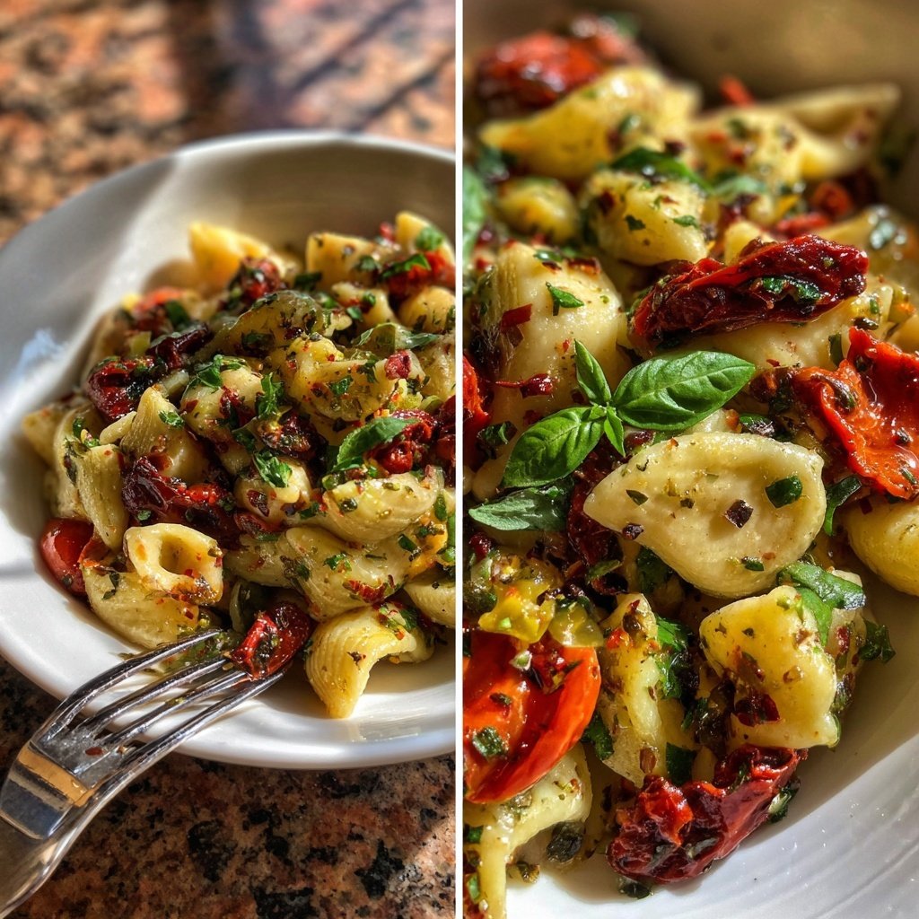 Mediterraner Nudelsalat Mit Getrockneten Tomaten