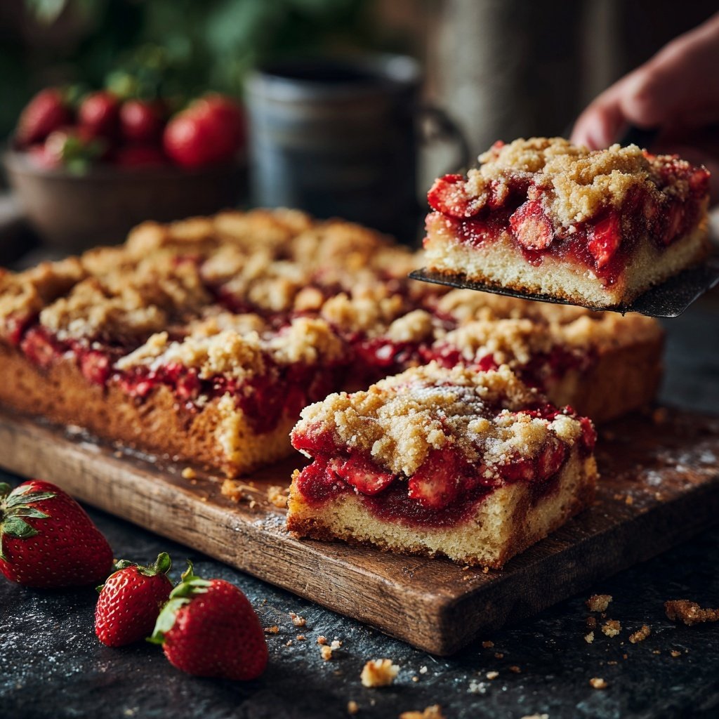 Erdbeer Vanille Blechkuchen Mit Streuseln