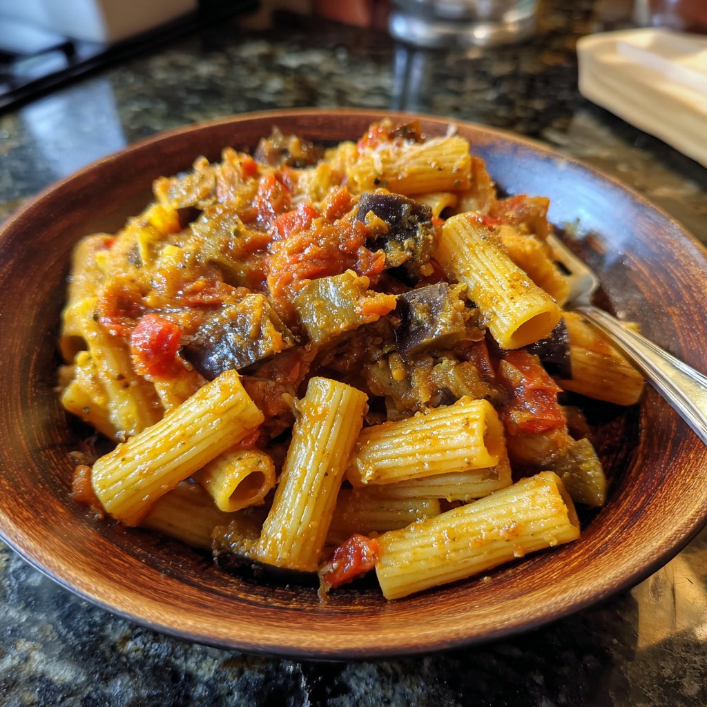 Rigatoni mit Auberginen-Tomatensauce