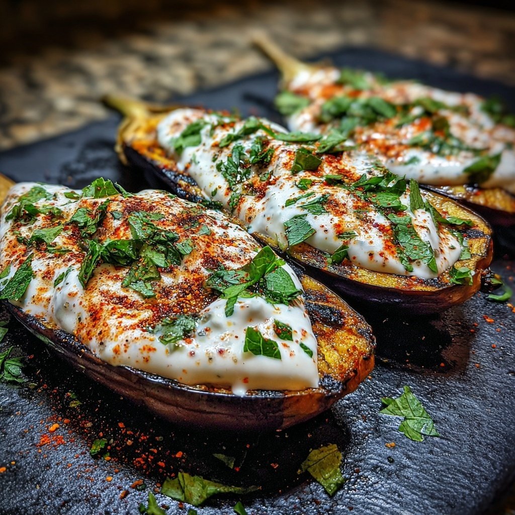 Gegrillte Auberginen Mit Joghurt Dip