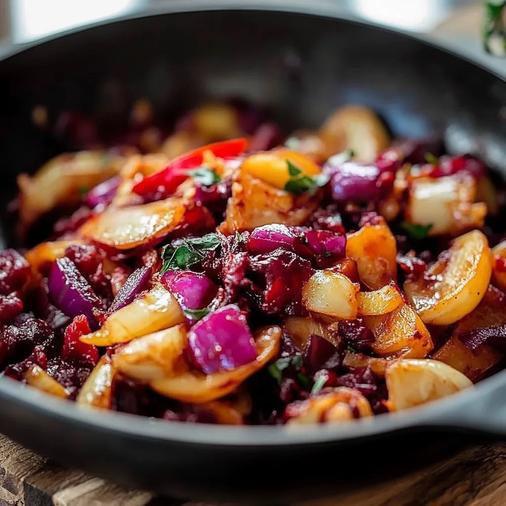 Modra kapusta duszona z jabłkiem i żurawiną