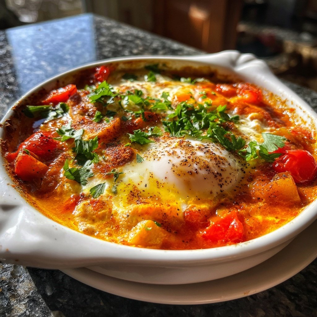 Shakshuka mit Tomaten und Paprika